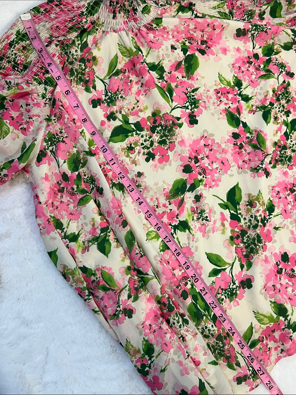 Tuckernuck Pink Hydrangea Floral Smocked-Neck Long.Sleeve Blouse Size XXL - Picture 11 of 12